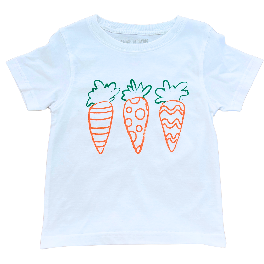 Carrots Print on Off-White PJ Set