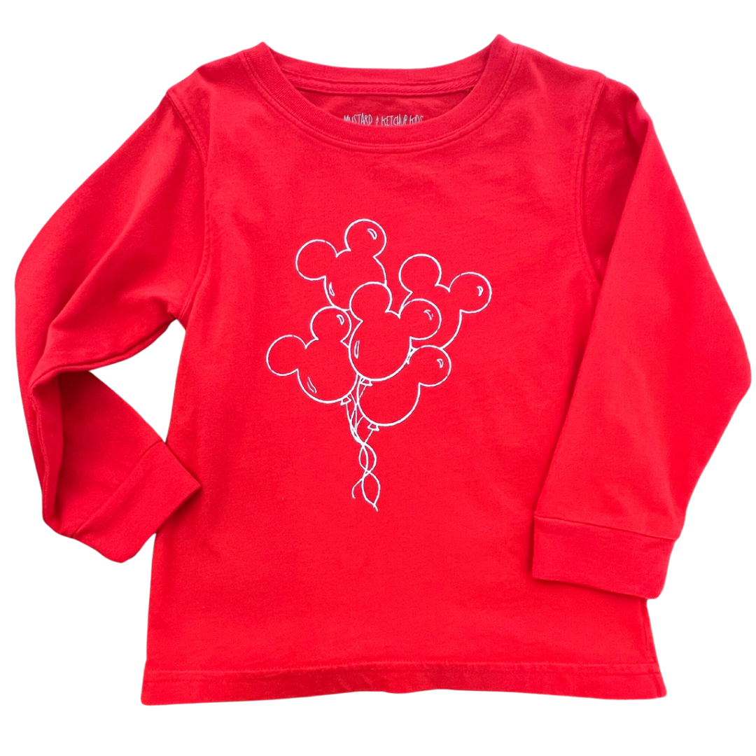 Long-Sleeve Red Magical Balloons T-Shirt – Mustard & Ketchup Kids