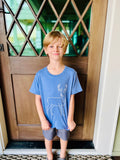 Short-Sleeve Denim Blue Deer T-Shirt