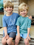 Short-Sleeve Denim Blue Deer T-Shirt