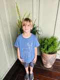 Short-Sleeve Denim Blue Deer T-Shirt