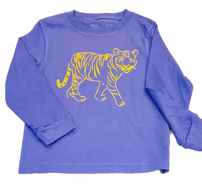 Long-Sleeve Purple Standing Tiger T-Shirt – Mustard & Ketchup Kids