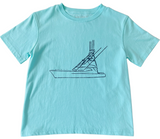 Short-Sleeve Mint Green Sport Fishing Boat Tee