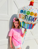 Short-Sleeve Light Pink Birthday Hat T-Shirt