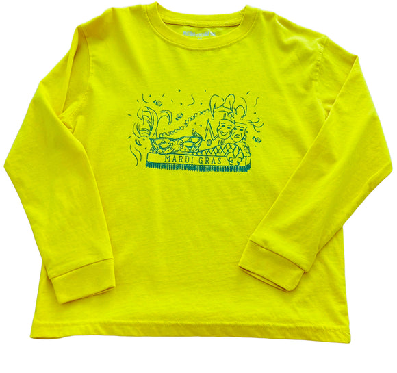 Long-Sleeve Yellow Mardi Gras Float T-Shirt