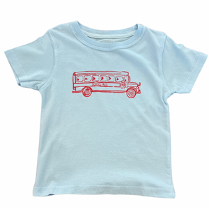 Short-Sleeve Light Blue School Bus T-Shirt