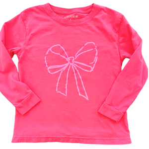 Long-Sleeve Pink Bow T-Shirt