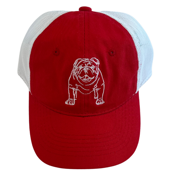 Red/WHITE Bulldog Trucker Hat