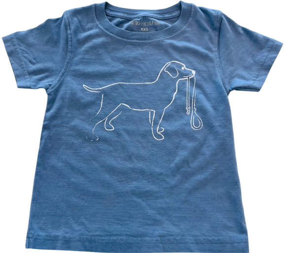 Short-Sleeve DENIM BLUE Dixie Dog with Leash Tee