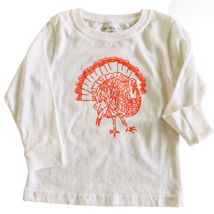 Long-Sleeve White Turkey T-Shirt