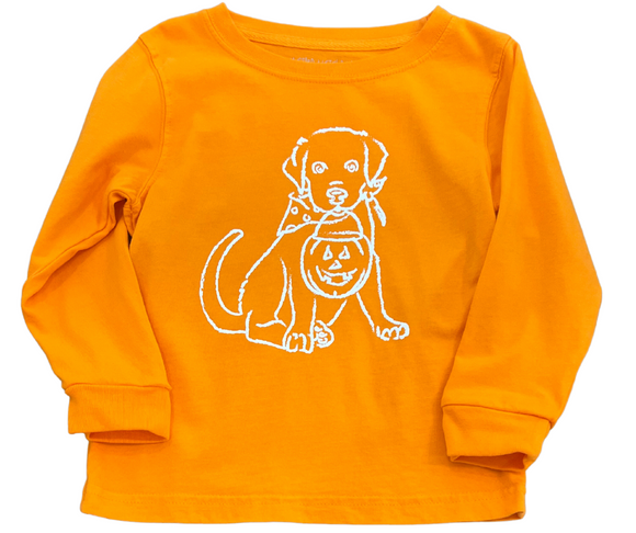 Long-Sleeve Orange Fall Puppy T-Shirt