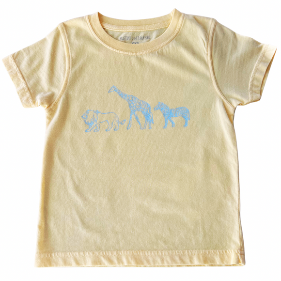 Short-Sleeve Yellow Zoo Animals T-Shirt