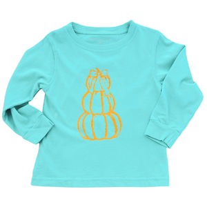 Long-Sleeve Aqua Pumpkins T-Shirt