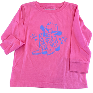 Long-Sleeve Pink Cowboy Boots T-Shirt