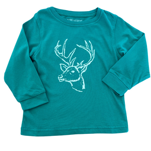 Long-Sleeve Green Deer T-Shirt