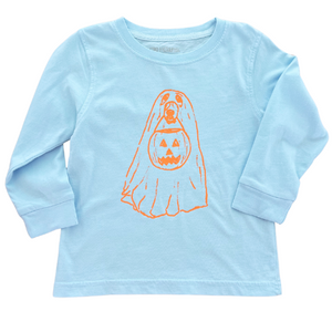 Long-Sleeve Light Blue Halloween Ghost T-Shirt