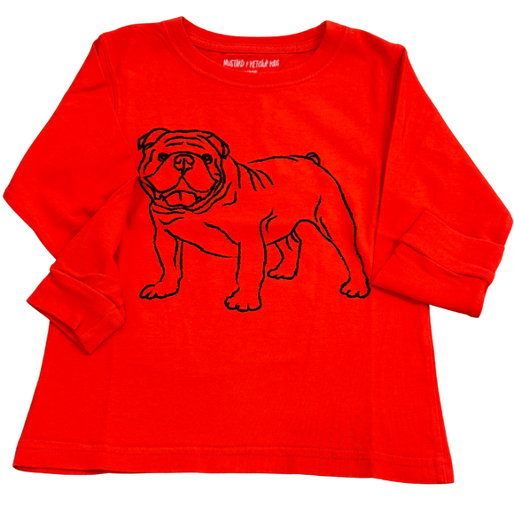 Long-Sleeve Red/Black Bulldog T-Shirt