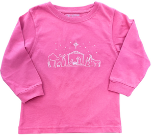 Long-Sleeve Light Pink Nativity T-Shirt