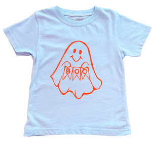 Short-Sleeve Light Blue Halloween Ghost T-Shirt