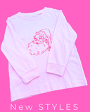 Long-Sleeve Light Pink Santa Tee