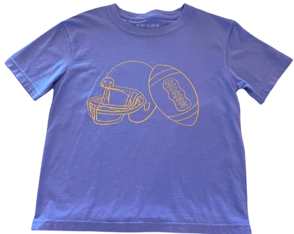 Short-Sleeve Purple/Gold Helmet Football T-Shirt