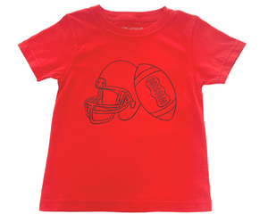 Short-Sleeve Red/Black Helmet Football T-Shirt