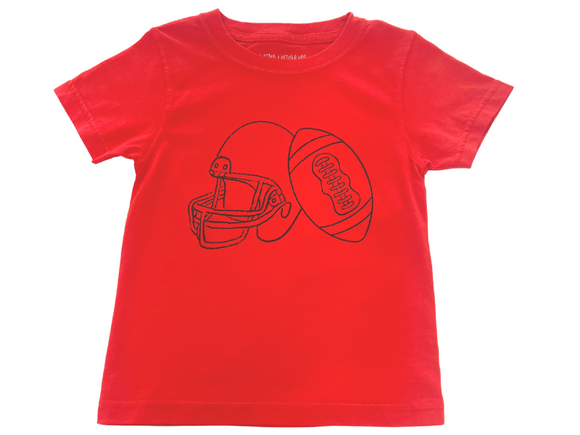 Short-Sleeve Red/NAVY Helmet Football T-Shirt