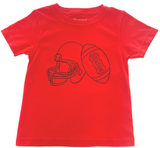 Short-Sleeve Red/Black Helmet Football T-Shirt