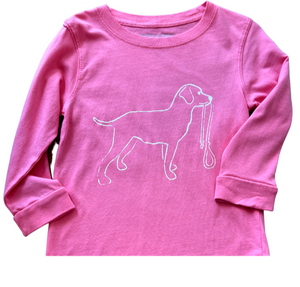 Long-Sleeve Pink Dixie Dog with Leash T-Shirt