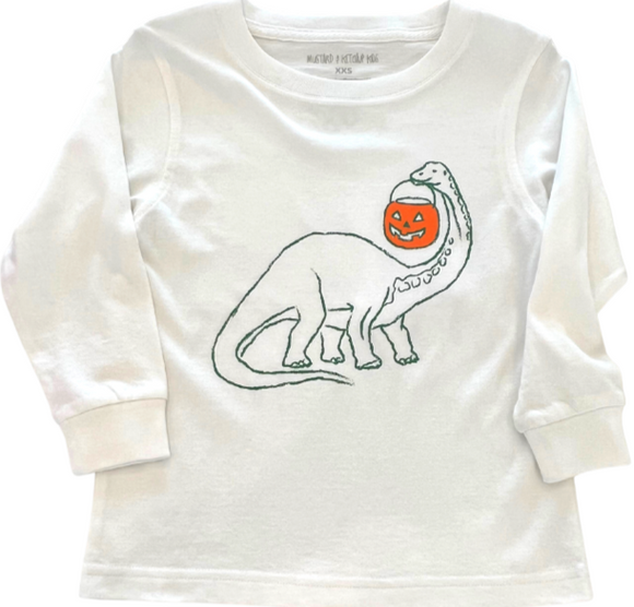 Long-Sleeve White Dinosaur with Candy T-Shirt