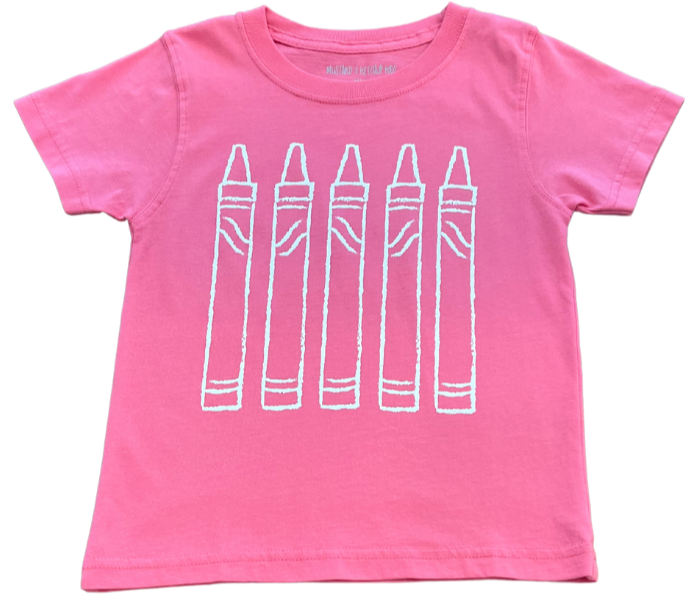 Short-Sleeve Pink Crayons T-Shirt – Mustard & Ketchup Kids Official