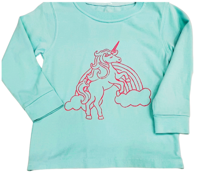 Long-Sleeve Mint Unicorn T-Shirt – Mustard & Ketchup Kids Official