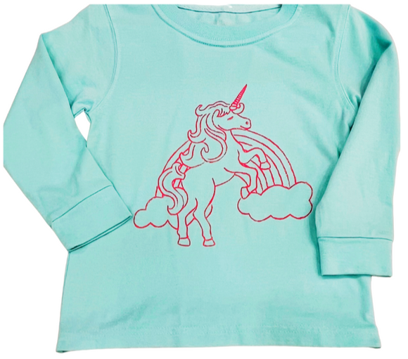 Long-Sleeve Mint Unicorn T-Shirt