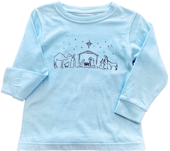 Long-Sleeve Light Blue Nativity T-Shirt