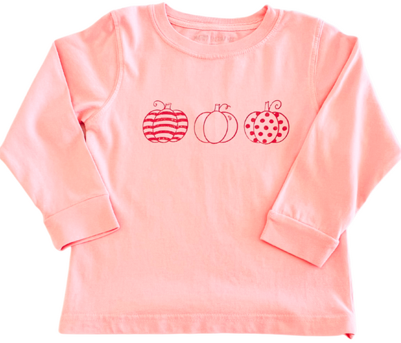 Long-Sleeve Pink Pumpkin Trio T-Shirt