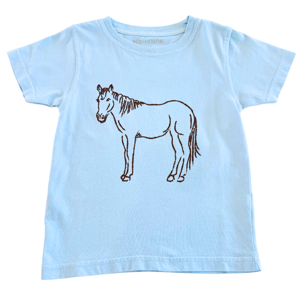 Short-Sleeve Light Blue Horse T-Shirt – Mustard & Ketchup Kids