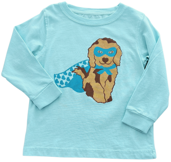 Long-Sleeve Blue Super Dog T-Shirt