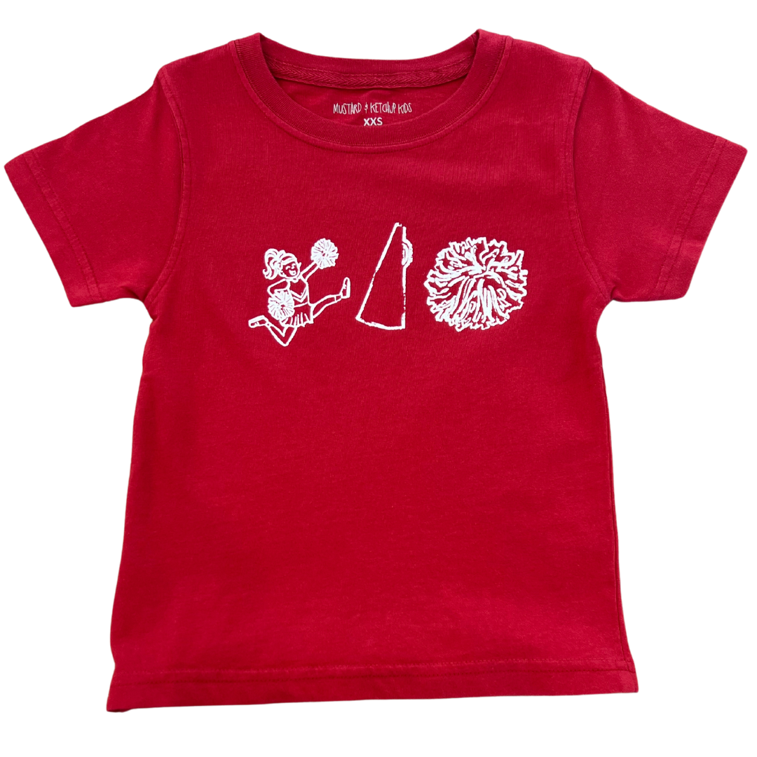 送料無料 通販 ファッション Crimson/White Short-Sleeve Cheer Mustard – T-Shirt Trio Cheerleading