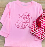 Long-Sleeve Pink Valentine Lab Pup T-Shirt