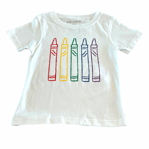 Short-Sleeve White Multi Crayons T-Shirt