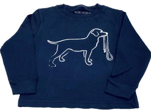 Long-Sleeve Navy Dog with Leash T-Shirt