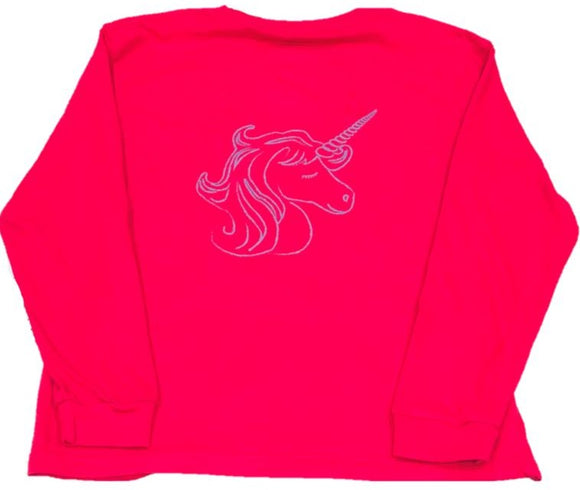 Long-Sleeve Pink Unicorn T-Shirt