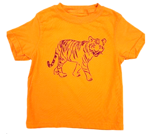 Short-Sleeve Orange/Purple Standing Tiger T-Shirt