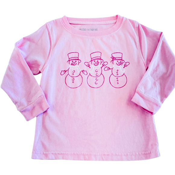 Long-Sleeve Light Pink Snowgirl T-Shirt