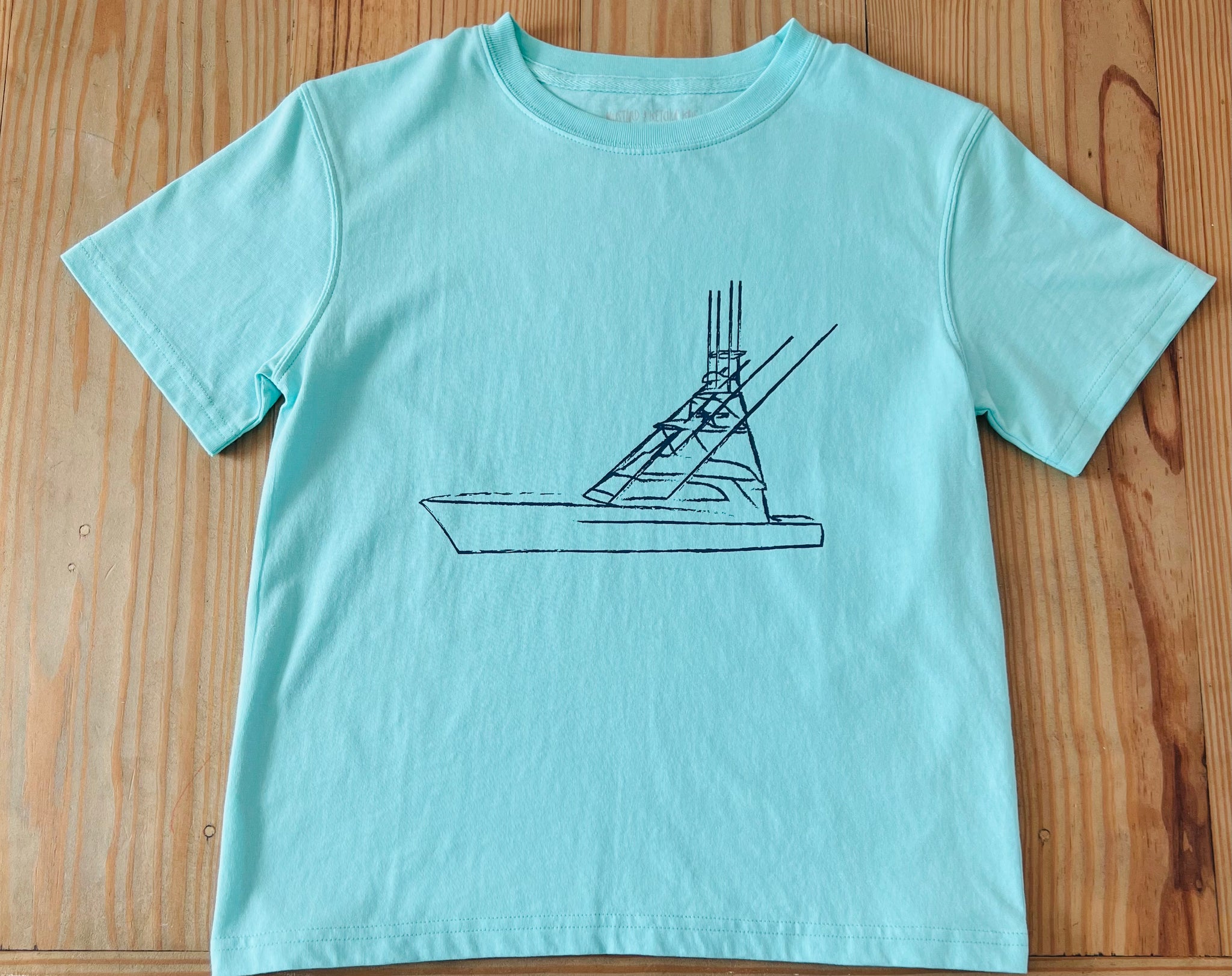 Short-Sleeve Mint Green Sport Fishing Boat Tee – Mustard & Ketchup